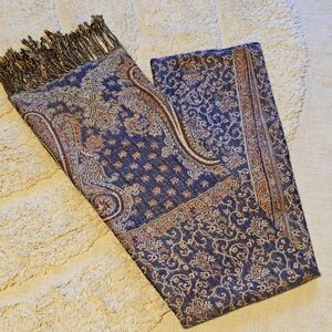 NWT Sagebrush Trading Co. Scarf. Blue w/ coral and gold detailing.